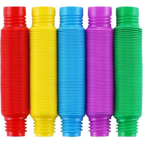 Huge POP Tube Color Corrugated Stretch Plastic Tube DIY Vent Relief Fidget Sensory Toy For Kids 3-5 Anxiety & Stress Toy XL Tube