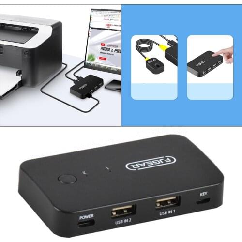 Switch Selector Peripheral Device 2 in 4 Out Printer Sharing Device Switcher for Computer Keyboard Mouse Printer