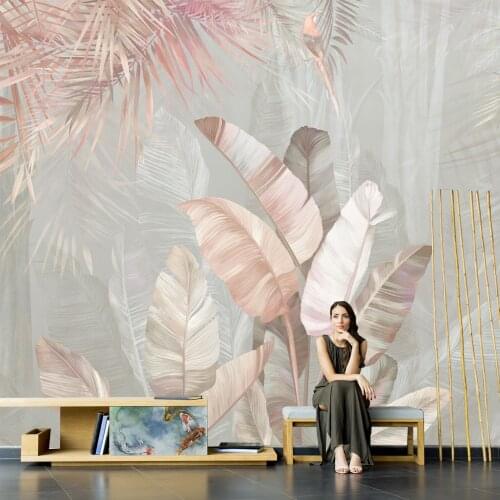 PVC waterproof Custom size banana leaf wallpaper wallpaper plant 3d mural living room bedroom dining tropical rainforest