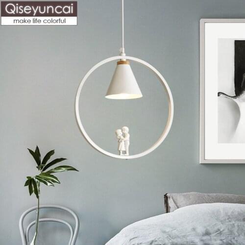 Qiseyuncai Nordic small chandelier modern simple single head couple restaurant creative bedroom bar lighting free shipping