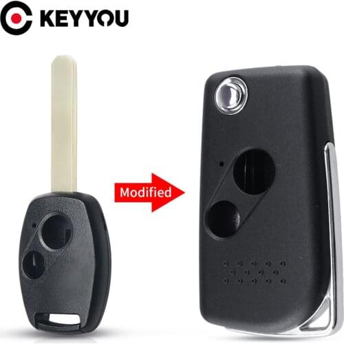 KEYYOU Modified Remote 2/3 Button Flip Folding Car Key Shell Case For Honda Accord Jazz Civic 2006-2011 CRV 2018 Pilot fit Cover