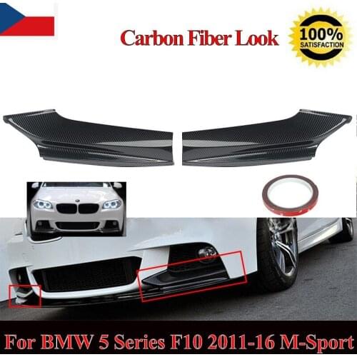 MagicKit For 11-16 BMW F10 5 Series 535i 528i Carbon Look M Sport Front Bumper Splitters