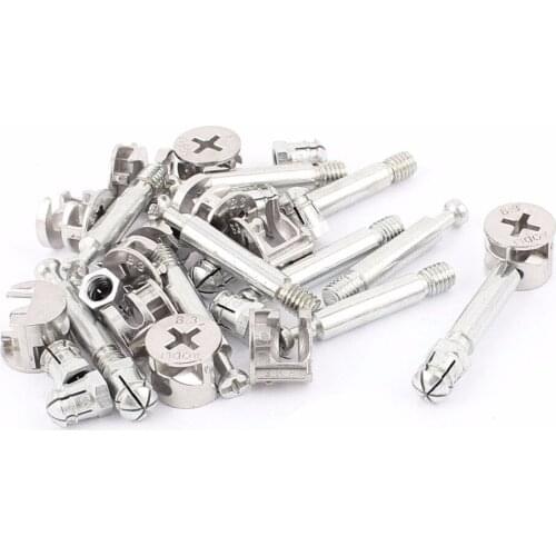 UXCELL Hot Sale Knock Down Furniture Cam Lock Fitting Dowel Assembly Silver Tone for Office Furniture, Cabinet Wardrobe 11 Sets
