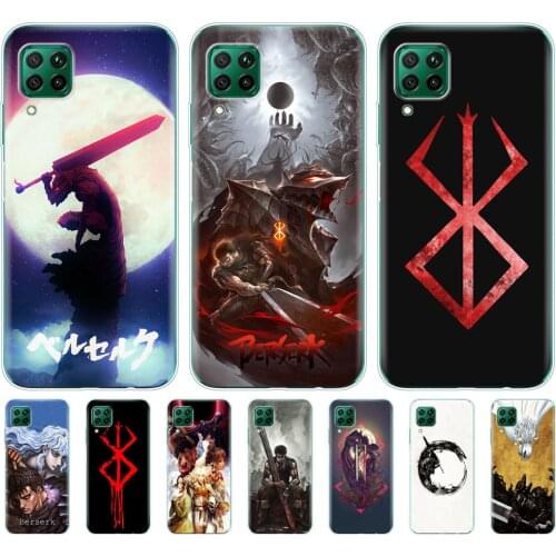 Silicon phone cover case for huawei p40 lite E p40 pro cover for huawei Y7P Y6S Y9S NOVA 5T Berserk Guts Anime Cool