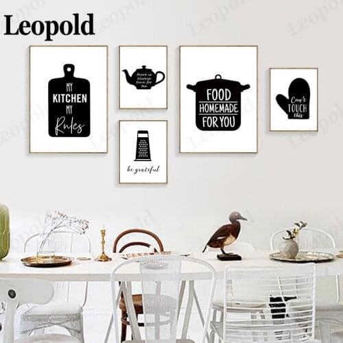 Modern Minimalist Black and White Series Canvas Poster Kitchen Supplies Abstract Picture Print Wall Art Restaurant Decoration