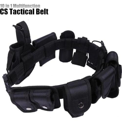 10 in 1 Tactical Hunting Heavy Duty Belt Utility Kit Belt with Handcuff Pouches System Holster Multifunction Waist Belt