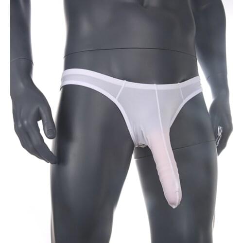 Ultra-thin Mens Thong Elephant Nose Low-waist T-back Hollow Out Below Breathable Underwear Sexy G-string For Male