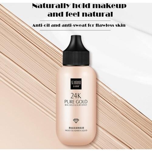 24k Gold Moisturizing Liquid Foundation Natural Makeup Waterproof Repairing Concealer Light Breathable Face Makeup QBMY