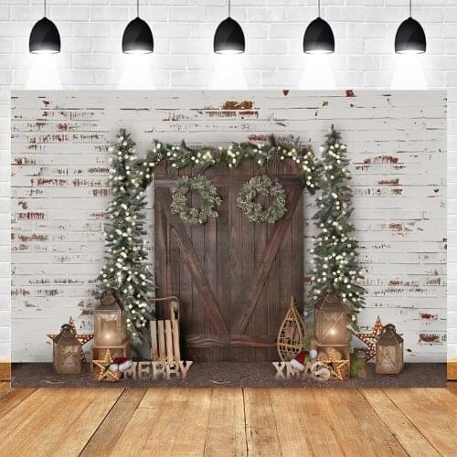Merry Christmas Backdrops For Photography Background Window Brick Wall Newborn Baby Vinyl Photophone Photozone Photo Studio Prop