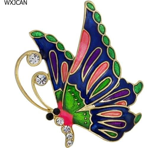 WXJCAN 3 Color classi insect butterfly brooch women and girls Rhinestone and enamel broches jewelry fashion gifts broszka B1003