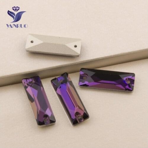 YANRUO 3255 All Sizes Purple Velvet Crystal Sew On Strass Rhinestone Cosmic Baguette Flatback Beauty Diamond For Bags