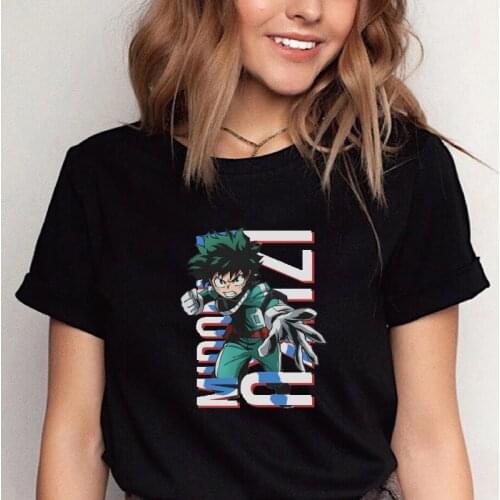 2021 Summer Hot Sale My Hero Academy Anime Graphic Print Tops Summer Cartoon Printed Lady T Shirt New Style O-neck Streetwear