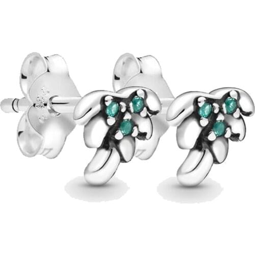 Original Me Collection My Palm Tree Stud Earrings With Crystal For Women 925 Sterling Silver Earring Gift DIY Pandora Jewelry