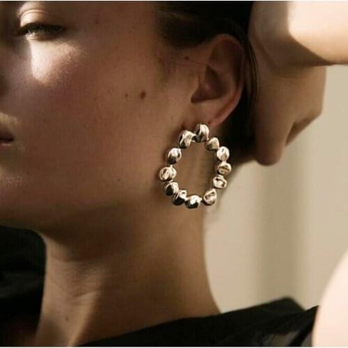 Womens small dot temperament personality wild punk exaggeration big circle earrings earrings geometric round earrings fashion j