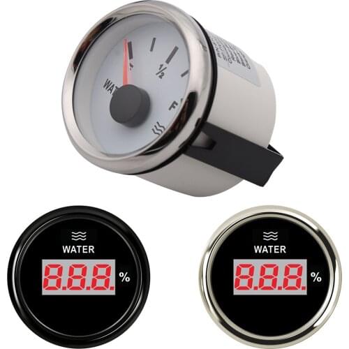 0-190Ohm Water Level Gauge 52MM Water Level Gauge Waterproof Marine Car Boat Water Tank Level Indicator Red LED Backlight