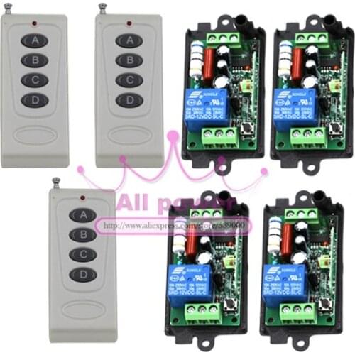 1 Set 3 Remote Control & 4 Receiver Wireless Remote Control Switch System AC 220V