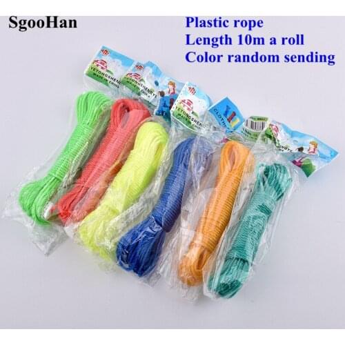 10m/Roll Plastic Rope Home Clothesline Rope Rainproof cloth Tarpaulin Fixing shading Net Installation Lashing Ropes Colorfull