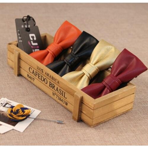 10color high-end wedding groom mens bowtie solid PU black white red blue bow ties butterfly fashion designer 5pcs/lot