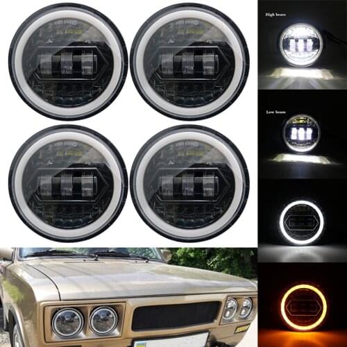5 3/4" 5.75 Projector Motorcycle Hi/Lo LED Headlights Sealed Beam Lamp Bulbs Angel Eyes Car Lights