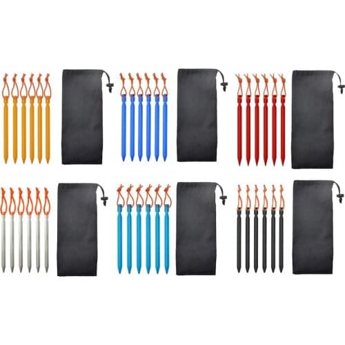 6x Outdoor Camping Tent Pegs Stakes Ultralight Heavy Duty Aluminum Alloy Nails