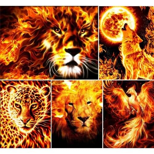 5D DIY Diamond Painting Animals Lion Wolf Cross Stitch Kit Full Square Embroidery Mosaic Art Picture of Rhinestones New Arrival