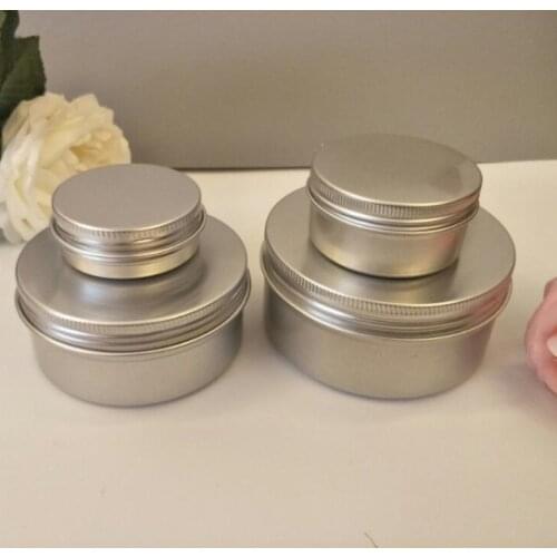 Free ship 5g 10g 15g 20g 30g 35g 50g 60g 80g 100g 150g 200g 250g Aluminum Cream Jar Makeup Lip Gloss Empty Metal Tin Containers