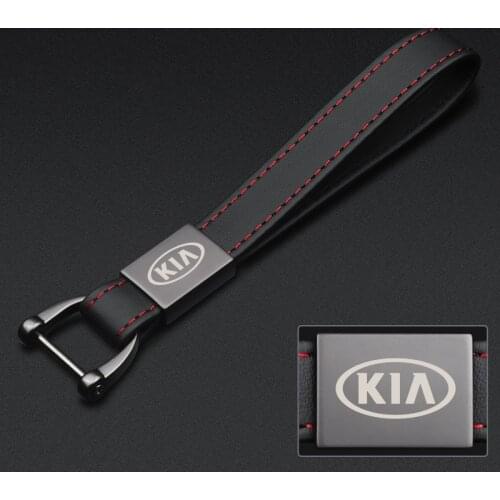 Genuine Leather Keychain for Kia Car Logo Key Ring For Picanto Soul Forte Ceed K3 K5 K9 Cadenza KX3 5 7 Rio 3 Business Keychain