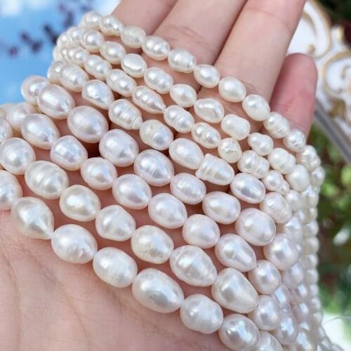 Natural Freshwater Pearl Beads High Quality Irregular Oval Shape Punch Loose Beads for Jewelry Making DIY Necklace Bracelet 15