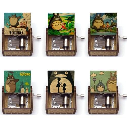Anime Totoro Color Print Wooden Music Box Melody Tonari no Totoro Holiday Gift for Kids