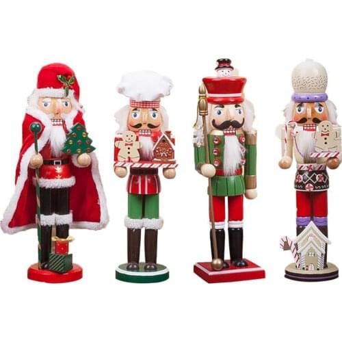 30CM Nutcracker Puppets Wooden Crafts Spear Xmas Tree Nutcracker Soldiers Desktop Ornaments Christmas Birthday Gifts
