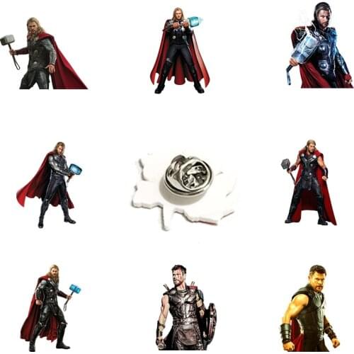 Disney Marvel Avengers Thor And Hammer Acrylic Lapel Pins Epoxy Resin Badges Brooches for Boys Men Accessories Jewelry XDS508