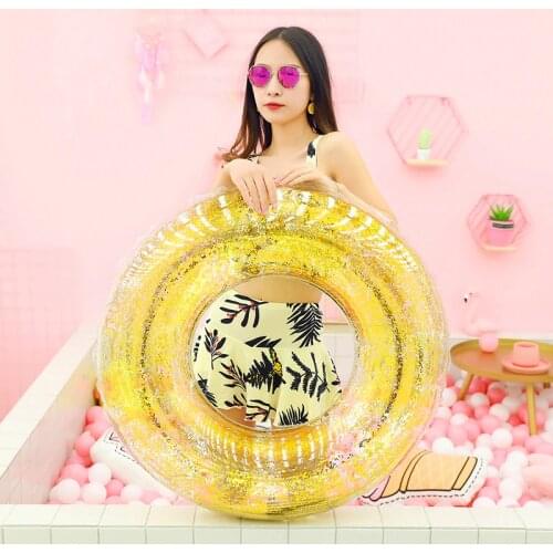 Ins Hot Sequined Swim Circle Float Water Pool Party Inflatable Swimming Ring Baby Float Round Glitter Rings