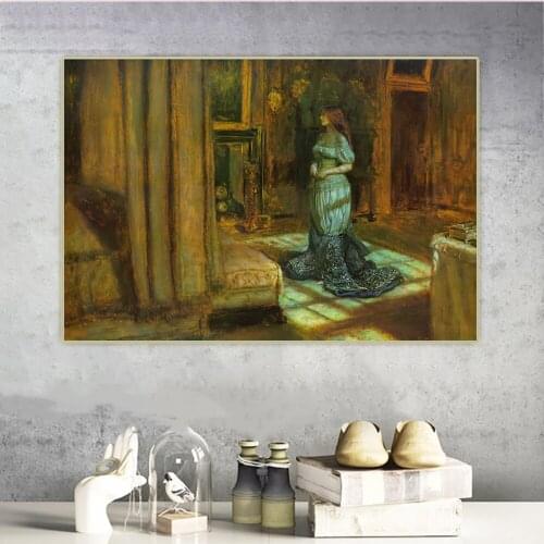 John Everett Millais《The Eve of St. Agnes》Canvas Oil Painting Art Poster Picture Wall Hanging Decor Home Living Room Decoration