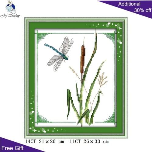 Joy Sunday Dragonfly Cross Stitch D931 14CT 11CT Stamped and Counted Home Decor Dragonfly Emboridery DIY Cross Stitch Kits
