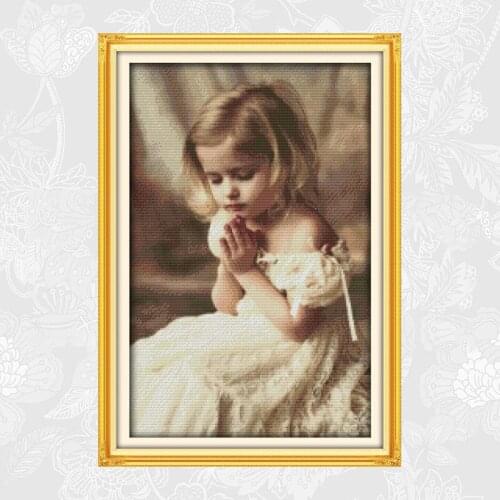 The Pray Girl Cross-stitch Patterns 11CT 14CT Aida Canvas Cross Stitch Kits Handwork Beginner Embroidery Crafts Needlework