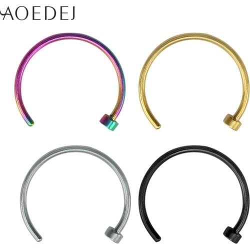 4 Colors Nose Rings And Studs Stainless Steel Real Piercing Indian Nose Ring Jewelry Hoop Labret Lip Piercing Jewelry Hoops