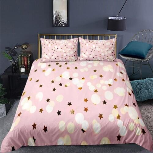 Luxury 3D Star Printed 2/3Pcs Bedding Set Comfortable Kids Duvet Cover Pillowcase Home Textile Queen and King EU/US/AU Size