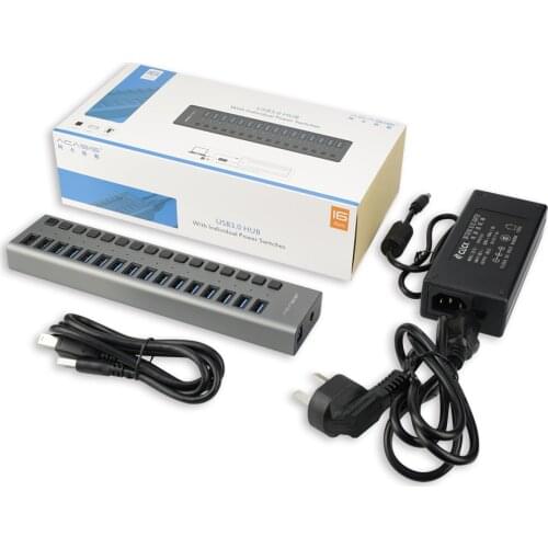 Acasis USB 3.0 HUB 16 Ports High Speed 5Gbps Splitter Industrial USB Splitter With integrated independent Power Adapter For PC