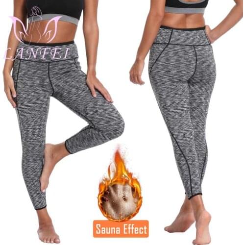 LANFEI Women Waist Trainer Trimmer Body Shaper Pant Thermo Neoprene Sweat Sauna Pants Workout sport Legging Shaper for Fat Burn