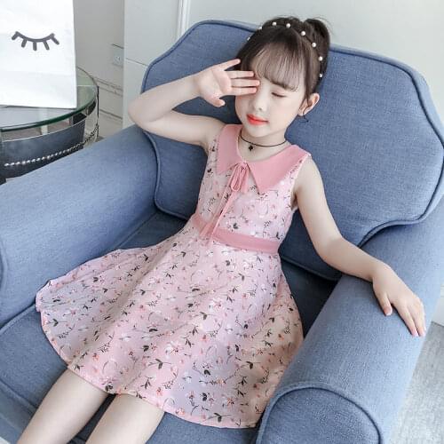 Summer Girls Dress 12 Childrens Clothing Sleeveless Sweet Dress 9 Student Fashion Dresses 8 Kids 7 Years 6 Girl Floral Dress