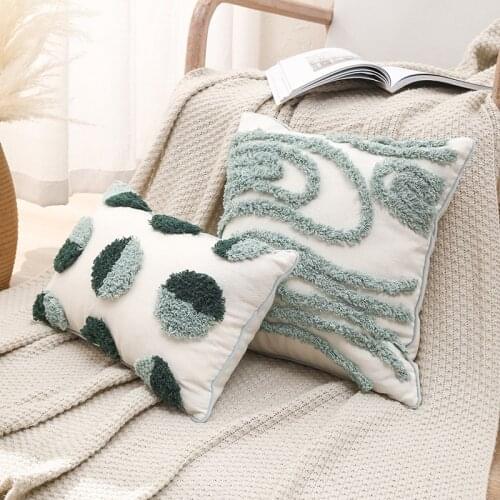 Moroccan Light Green Wind Tufted Cushion Cover Living Room Sofa Tassel Cushion Bedroom Pillow Cover 30x50cm/45x45cm