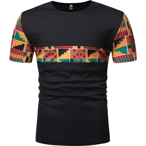Mens African Dashiki T-shirts Hipster Slim Short Sleeve T Shirt Men Hip Hop Streetwear African Clothes Casual Tee Shirt Homme
