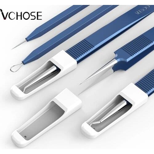 5pcs Acne Needle Set Needles Blackhead Removal Pimple Comedone Extractor Set Blemish Zit Face Skin Care Cleaner Removal Tools