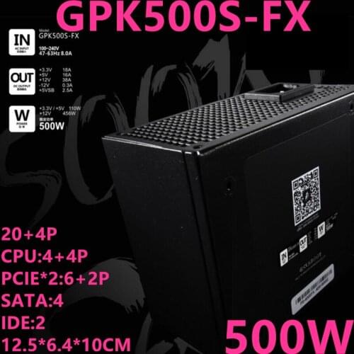 New PSU For 1Stplayer Brand Black Widow SFX ITX Quasi-silver 500W Power Supply GPK500S-FX