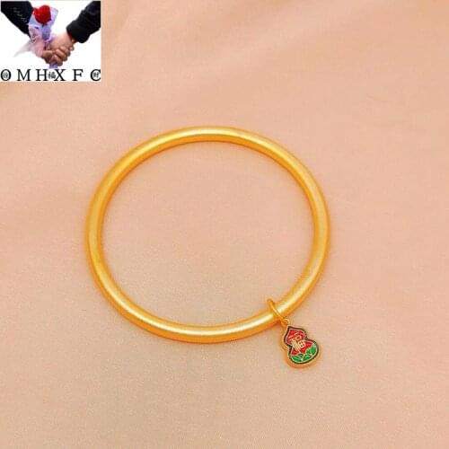 OMHXFC Jewelry Wholesale YM2496 European Fashion Fine Woman Girl Party Birthday Wedding Gift Calabash 24KT Gold Bracelet Bangle