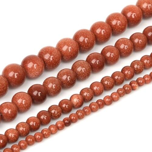 Wholesale Natural Stone Beads Gold Sand Beads Loose Spacer Beads For jewelry making DIY Bracelet and Necklace 4/6/8/10mm