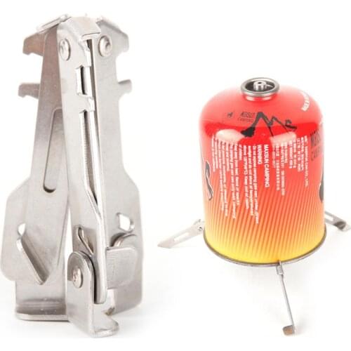 Outdoor Camping Gas Tank Stove Base Holder Folding Cartridge Canister Tripod Bracket Portable Camping Hiking Bottle Shelf Stand