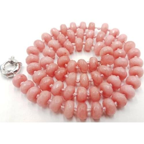 5x8mm Natural Pink Morganite Gems Faceted Abacus Beads Necklace 18'' AAA