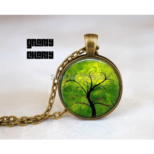 Steampunk handmade movie TREE OF LIFE necklace 1pcs/lot bronze or steel Glass Pendant jewelry gift necklace women chain vintage