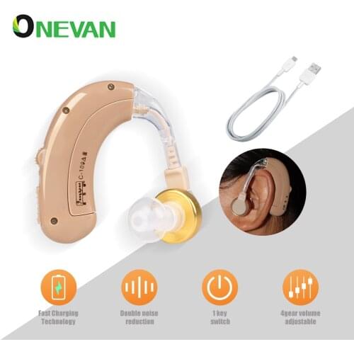 Bluetooth Rechargeable Hearing Aid Mini Device Portable Ear Amplifier Hearing Aids BTE Elderly Ear Care Hearing Amplifier Elder